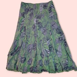 Fairycore Green & Brown Sequins Maxi Skirt
